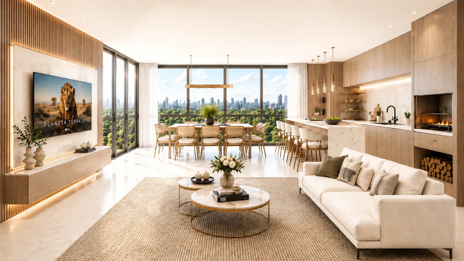Estar e jantar do Residencial Ravena